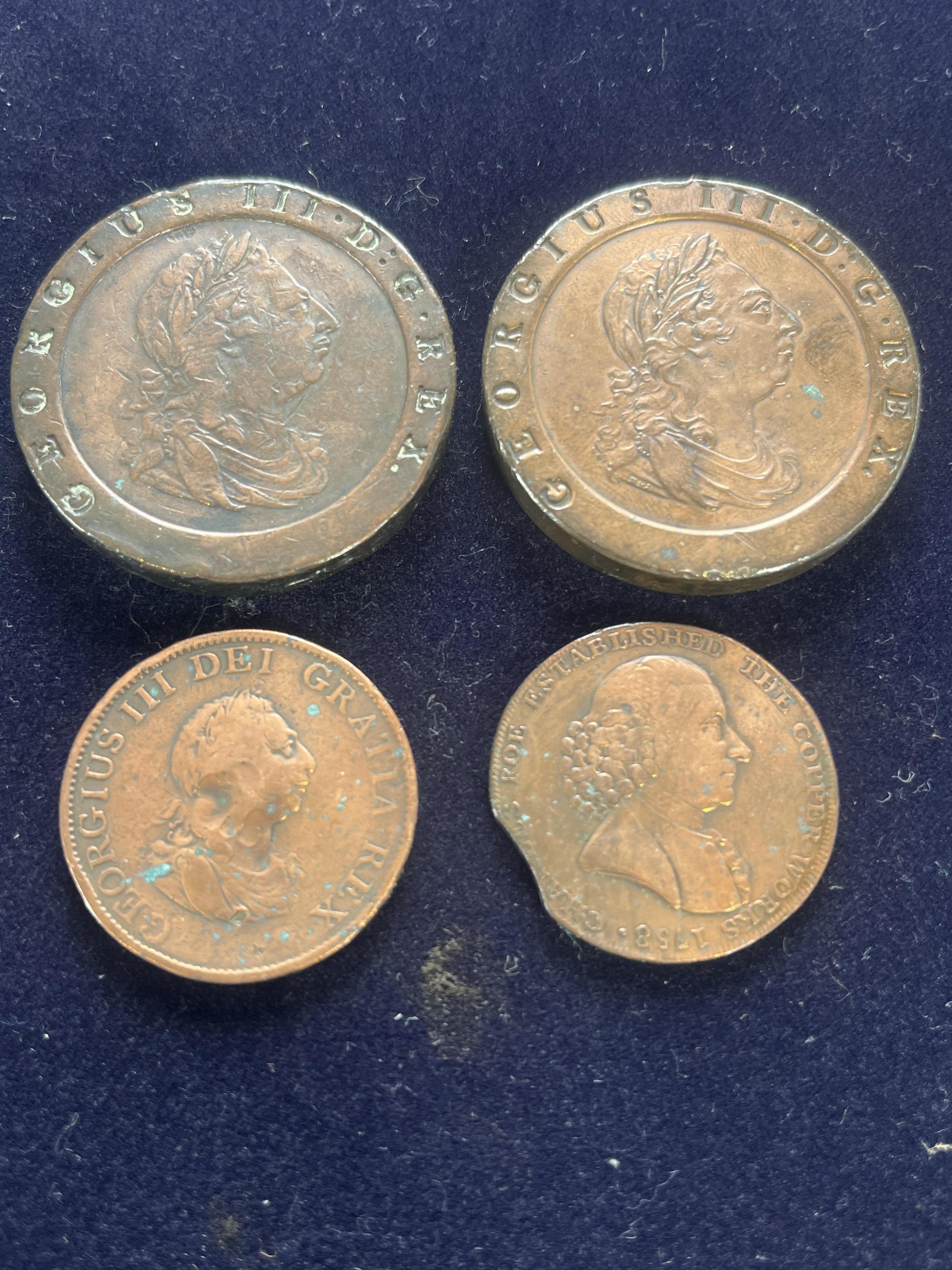 British copper coins, including a George III cartwheel twopence, Soho mint, good VF, possibly later polished or a re-strike?, other various pennies and half pennies etc. (27)